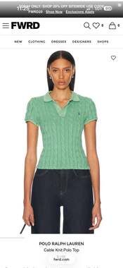 Polo Ralph Lauren Women's Cable-Knit Short-Sleeve 100 % Cotton Polo Top in Green